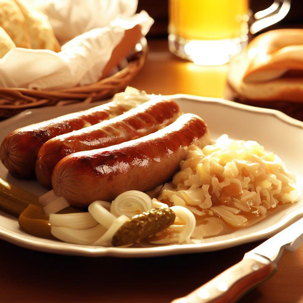 Bavarian Bratwurst with Sauerkraut Breakfast