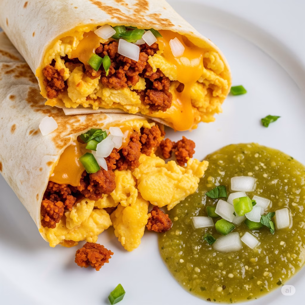 Spicy Chorizo Breakfast Burritos