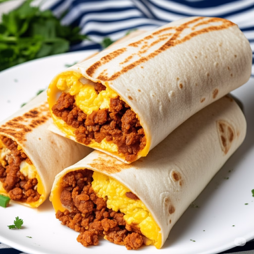 Spicy Chorizo Breakfast Burritos