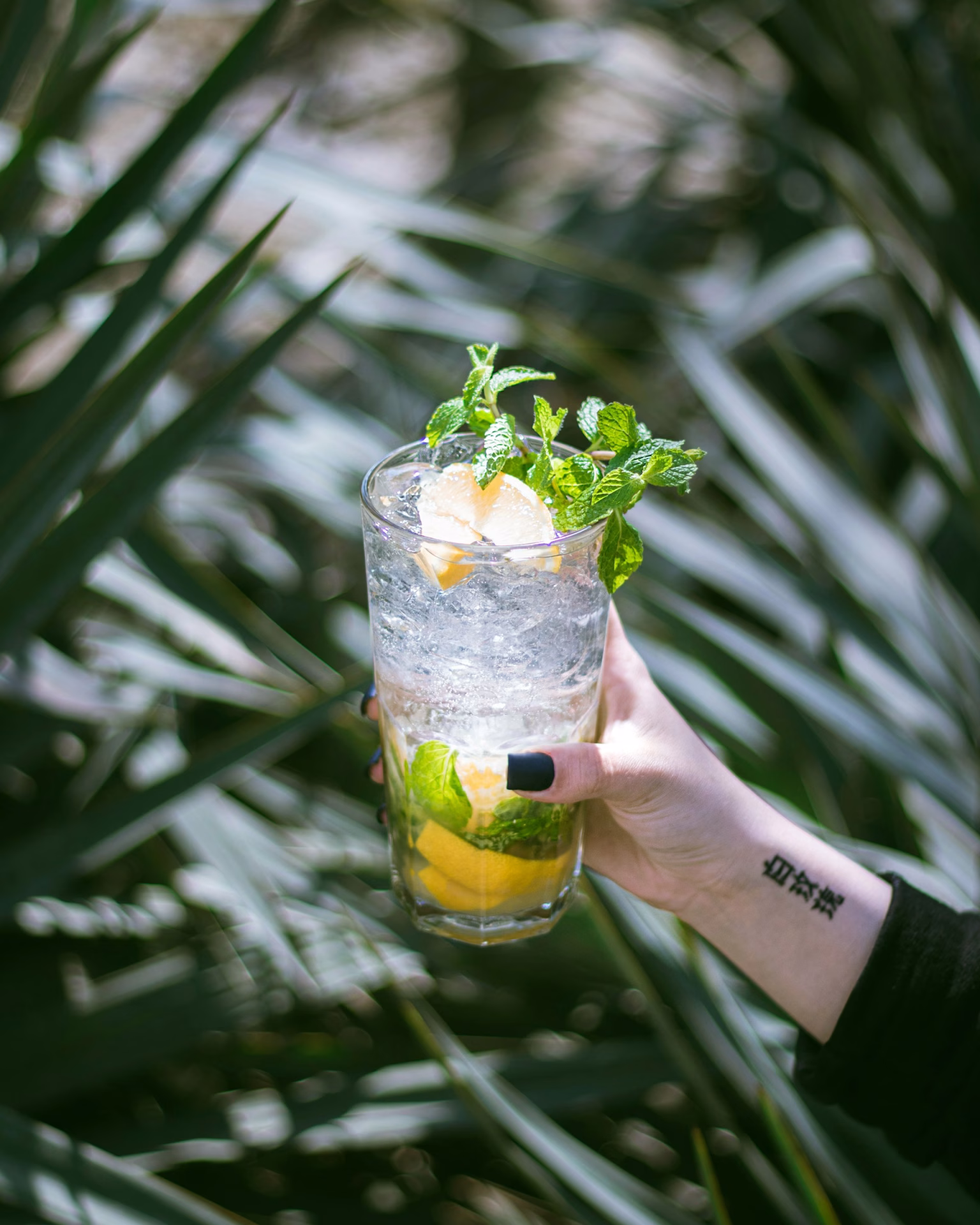 women holding a glass of Virgin Mojito