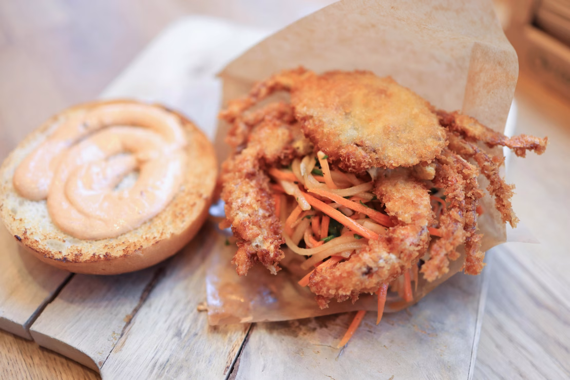 Soft Shell Crab Burger with Creamy Slaw (5)